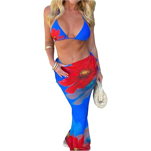 Swim Mod Conjunto De 3 Piezas Para Mujer De Bikini Sexy Con Halter De