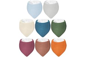 NISXABEBE Muslin Baby Bibs,Baby Bandana Drool Bibs 100% Cotton for Baby Boy Girl,Solid Colors Bib for Drooling Teething