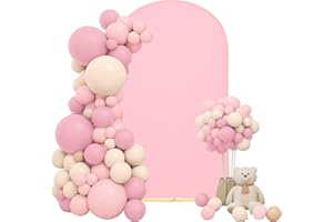 FEINIGESI Spandex Arch Cover 4FT Pink Wedding Stretchy Fitted Arch Cover Round Top Stand Covers Double-Side Chiara Cover Backdrop Cover for Wedding Banquet Birthday Party Ceremony Baby Shower Decoration