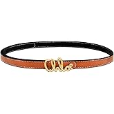 LJCZKA Women Skinny Reversible Belts for Jeans Dress Coats,Adjustable Thin Waist Leather Belt for Ladies with Gold Buckle