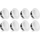 HG Power 6 Inch Soffit Air Vent Cover Adjustable - 8 Pack White ABS Round Ceiling Vent for Living Room, Attic, Bathroom, Kitc