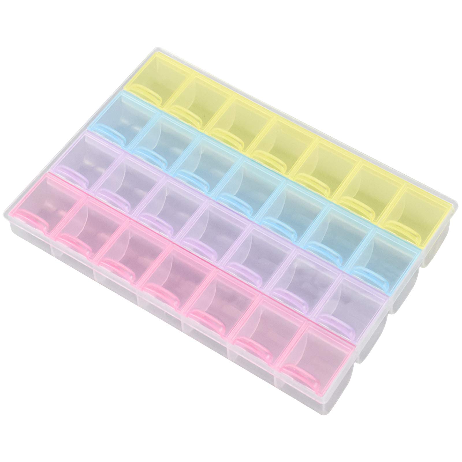 Pinsheng 28 Grids Diamond Embroidery Storage Box, 4 Colors Earring Storage Containers, Beads Plastic Organizer for Sewing Nails Arts DIY Crafts