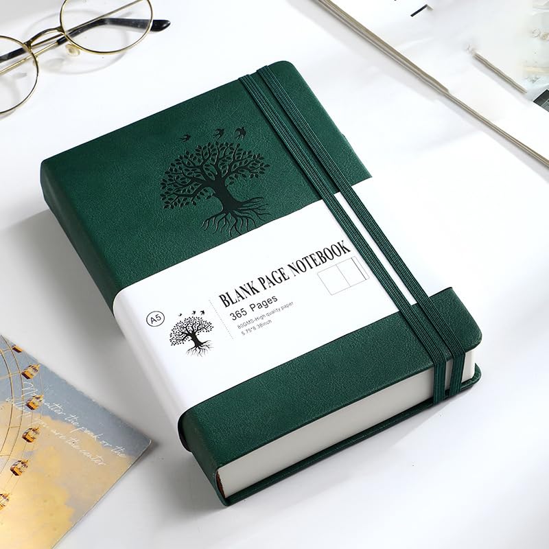 Journal Book A5 Verde com 365 Folhas, Journal Book em Capa de PU Impermeável, Ideal para Anotações Diárias, Planejamento Pessoal, Estudos, Trabalho e Uso em Viagens