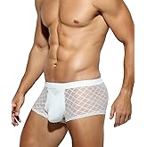 Casey Kevin Men's Underwear Sexy See Through Lace Boxer Briefs Mesh Trunks