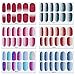 WOKOTO 6 Pieces Shine Nail Art Polish Sticker Tips With 1Pc Nail File Rainbow Adhesive Nail Wraps Decal Strips Manicure Kit For Women