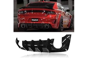 YHoptional Rear Diffuser for 2020-2024 Widebody Dodge Charger SRT Hellcat Scat Pack, Gloss Black Dodge Charger Accessories Replacement Rear Bumper Lip Splitter Diffuser (Gloss Black)
