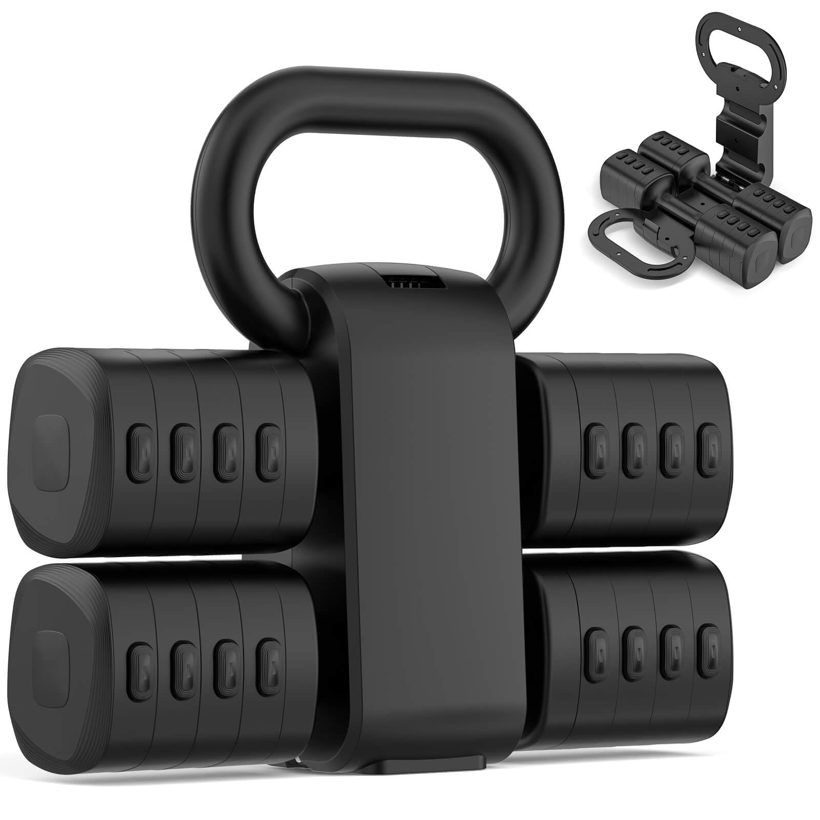 2-in-1 Adjustable Dumbbell Set, Upgraded 5 Levels Heavier Hand Weights for Women Men, Each 2.2/3.3/4.4/5.5/6.6lb, Convertible Weights Dumbbells and Kettlebell Set for Home Gym Exercise & Fitness