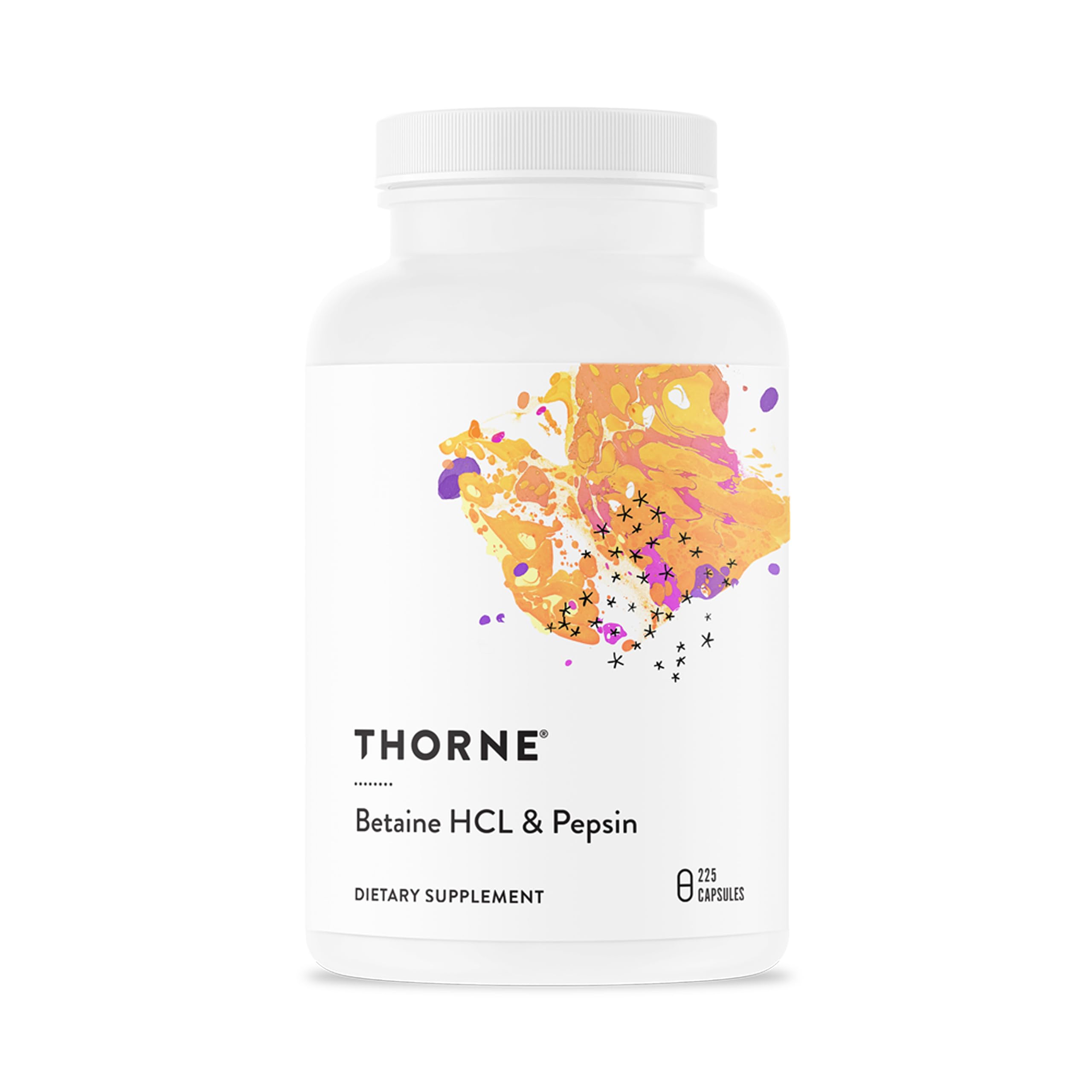 Thorne Betaine HCL & Pepsin - Digestive Enzymes for Protein Breakdown and Absorption - 225 Capsules