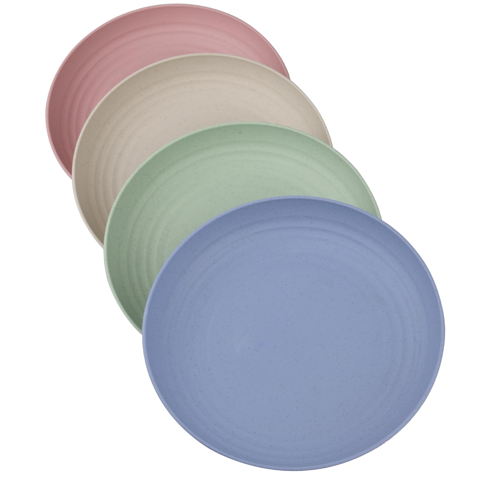 tallkeey 4 Pack Unbreakable Dinner Plates, Reusable Plastic Plates, 9 Inch Reusable Dinner Plates, Lightweight Camping Plates, Dishwasher Safe
