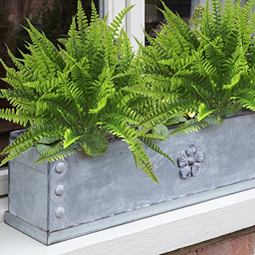 Artificial Boston Fern Bush Plant Shrubs Greenery Bushes for Indoor Outside Home Garden Office Verandah Wedding Decor- 4 Bunches