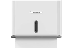 POLASEN Multifold Paper Towel Dispenser Wall Mount White Compact Adhesive No Drilling or Screws Installation Fits Combi-Fold Fusion Folded Hand Towels for Commercial Industrial Shop Office