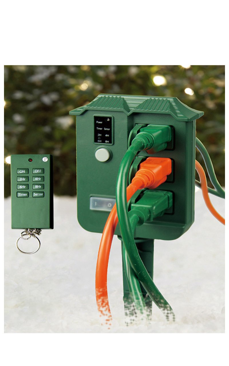 ECOPlugs Outdoor Light Timer Remote Control, Christmas Light Timer Switch Outlet, Automatic Light Switch Timer Outlet