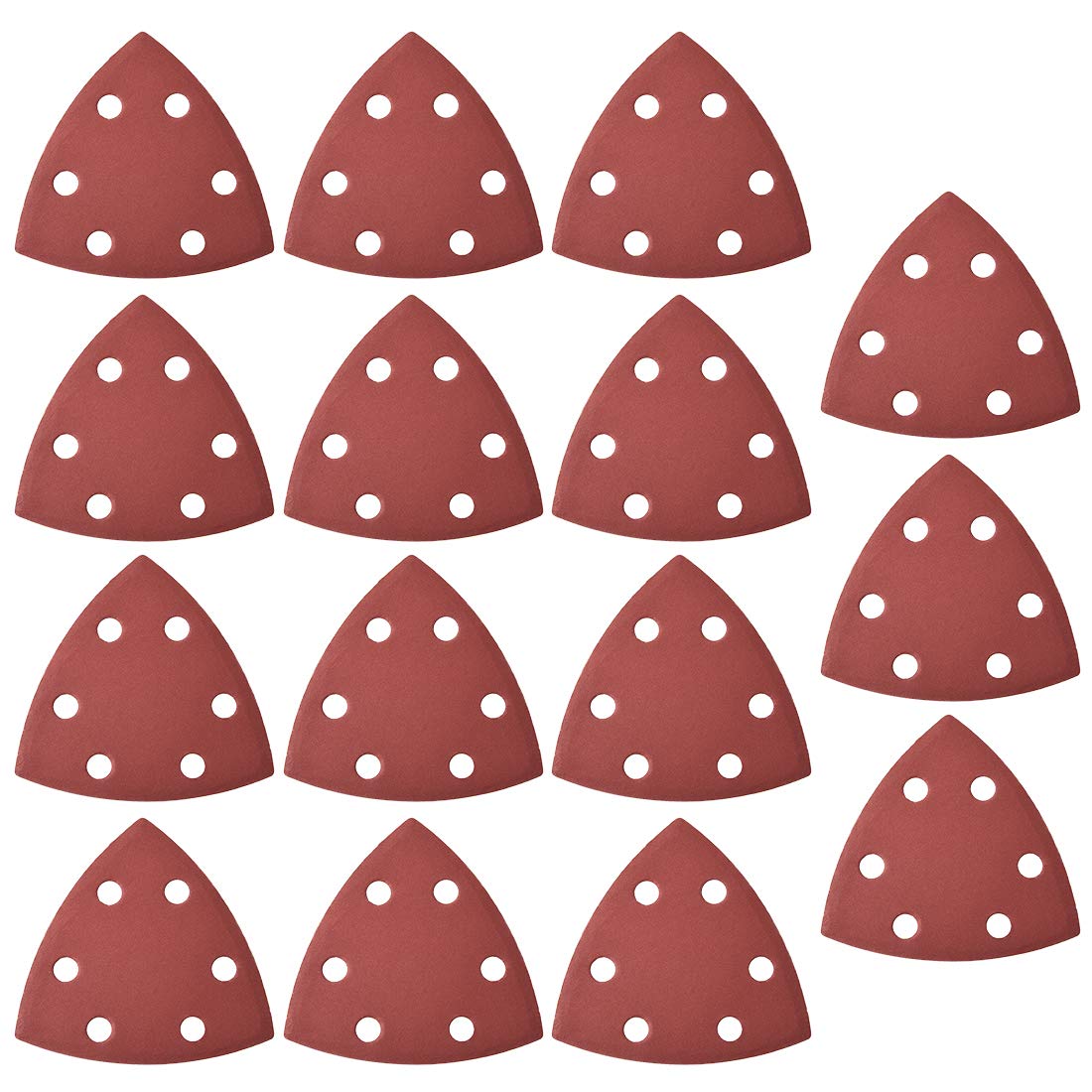 sourcing map Detail Sander Sandpaper, Triangular Sanding Paper, Hook and Loop Sanding Pads, Triangle Oscillating Multi Tool, 800 Grits 6 Holes, 15pcs