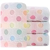 Pidada Hand Towels Set of 4 Colorful Polka Dot Pattern 100% Cotton Soft Absorbent Decorative Towel for Bathroom (Beige)