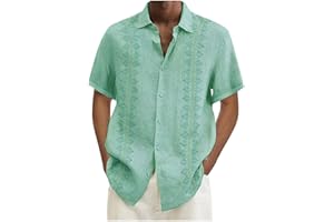 Summer Linen Mens Shirt Button Down Printed Casual Tops Plus Size Trendy Lapel Tshirts 2024 Blouse Tees