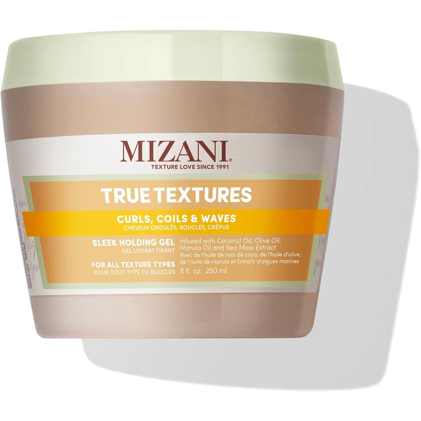 Mizani Sleek Holding Gel, Firm Hold Flexible Hair Gel, Define and Shape Curls With A Natural Finish, Formulated with Coconut, Olive and Marula Oils, True Textures Sleek Holding Gel , 250ml