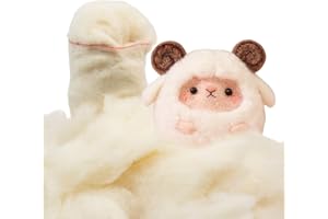 PIQOEEI Natural Organic Wool Stuffing for Stuffed Animals, Hypoallergenic Premium Wool Batting Filler for Pillows, Cushions, Needle Felting, Baby Toys Super Clean & Pre-Washed Natural White (5.3oz)