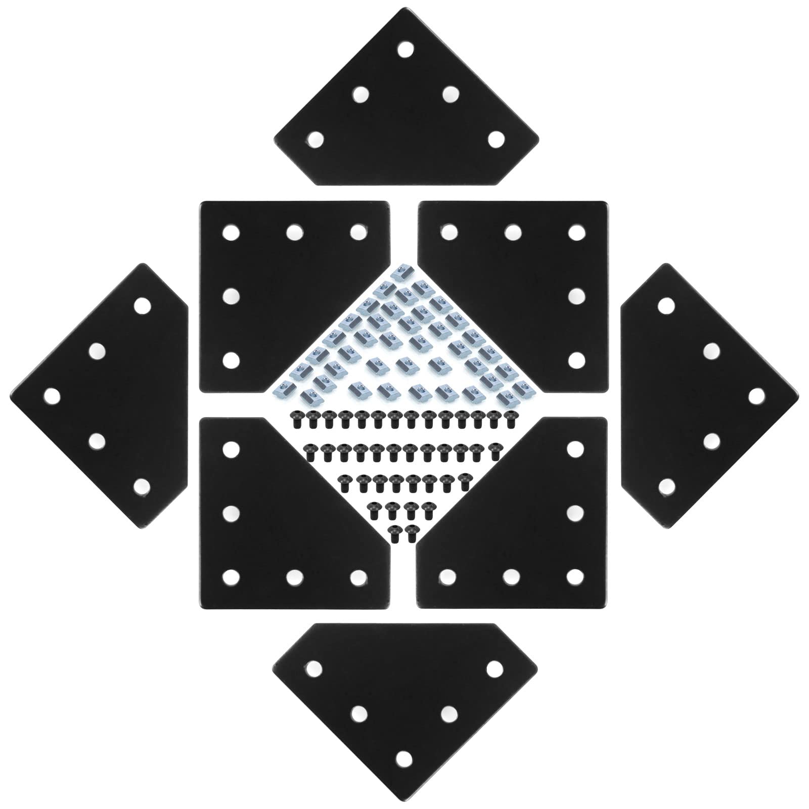 iMetrx 4040 Aluminum Extrusion L-Slot Connector Bracket,8PCS Joint Plates+40Pcs M8 Nuts+40Pcs M8*16mm Hex Socket Cap Screw for 4040 Series Aluminum Profile 3D Printer Frame