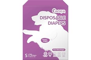 COCOYO Disposable Female Dog Diapers Small Size, 75 Count, Super Absorbent, Breathable, Wetness Indicator