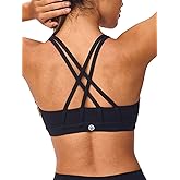 Omwilddo Women's Strappy Sports Bras Light Compression Crop Criss Cross Back Padded Workout Yoga Bra Supportive U Neckline