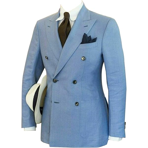 QZI Men's Blazer Peak Lapel Blazer Long Sleeve Suit Jacket Double