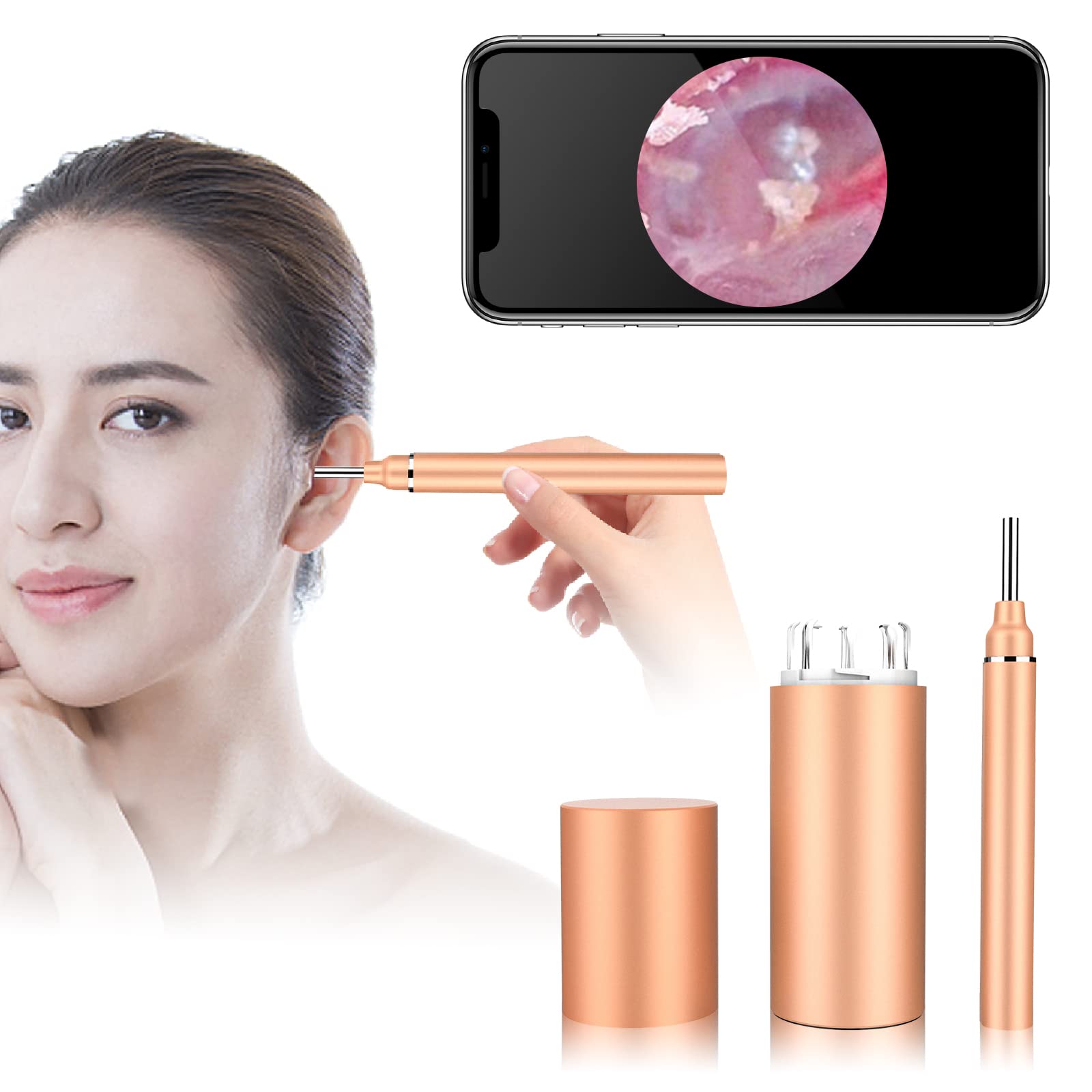 WiFi Otoscope Ear Wax Removal Kit-OVIFM 3.9mm Upgraded Ear Camera,1080P HD Wireless Ear Cleaner with 6 LED Lights,Ear Wax Removal Tool with Storage Box,Phone Holder for iPhone,Android and iPad