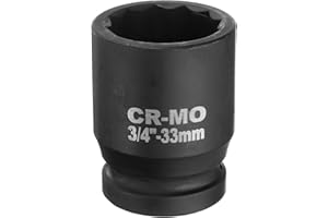 uxcell 3/4-Inch Drive 12 Point Impact Socket 33mm Metric Spindle Axle Nut Socket Driver Wrench for Auto Repair Easy Removal