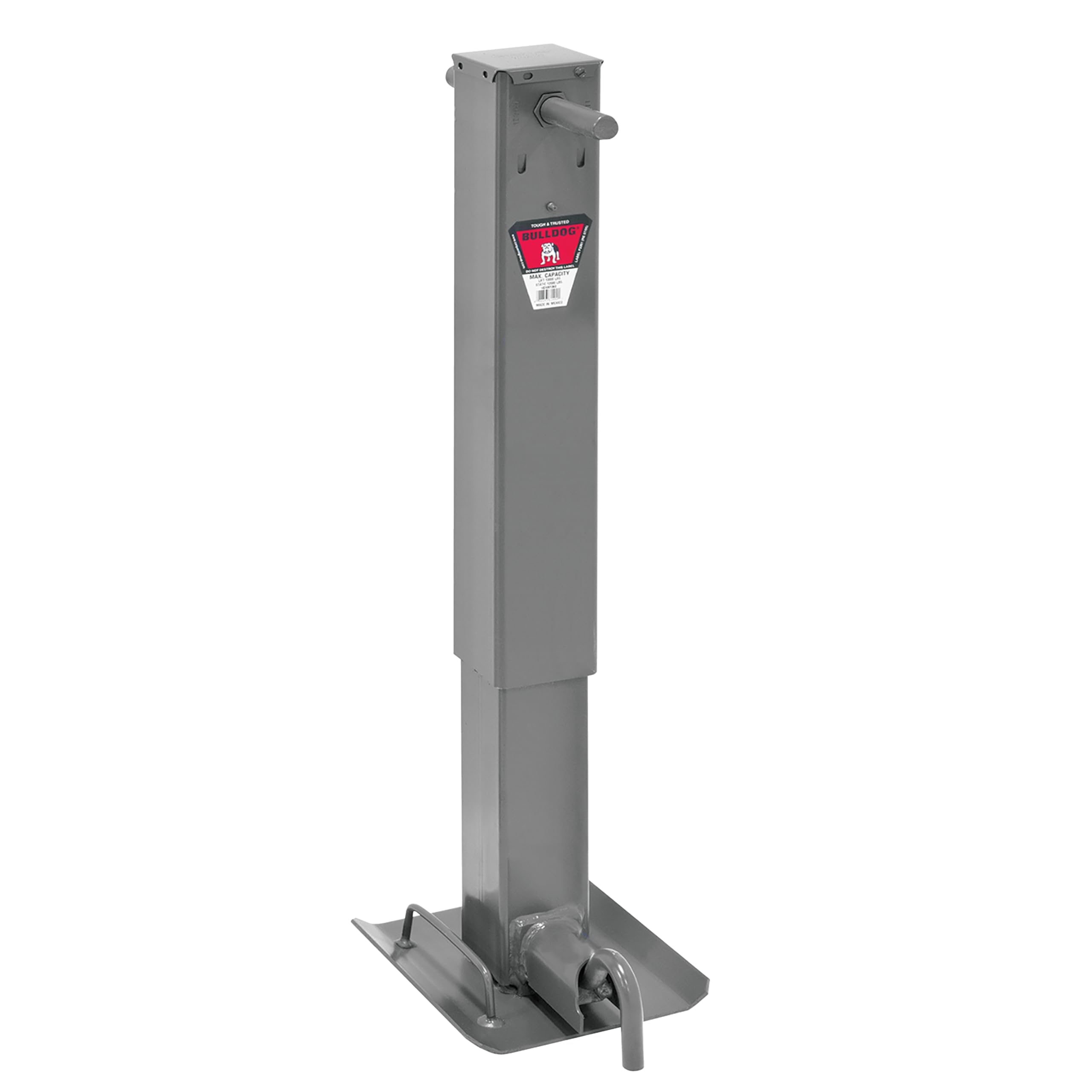 Photo 1 of Bulldog 182400 HD Square Trailer Jack, 12,000 lbs. Support Capacity, Sidewind, 12-1/2 Inch Travel, Non-Spring Return, Drop Leg Pull Pin to The Side, No Handle