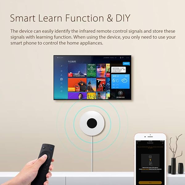 OWSOO WiFi IR Remoto IR Control Hub Wi Fi2 4Ghz Habilitado Infrarrojo Universal Control Remoto Inteligente para Aire Acondicionado TV Usando App Tuya Smart Life Compatible con Alexa Google Home