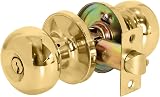 XFORT Bello Entrance Knob Set Polished Brass with Tubular Latch and 3 Keys