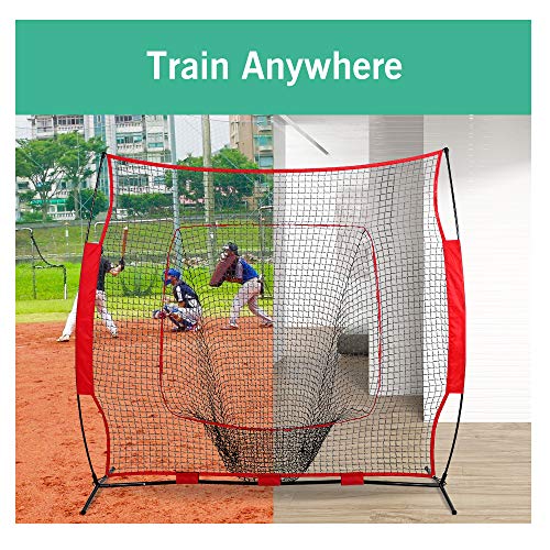 image for GARTIO 7'×7' Baseball Softball Practice Net, Hitting & Pitching Batt