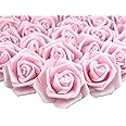 Lightingsky 3 x 1.6 x 3 inches 100pcs DIY Real Touch 3D Artificial Foam Rose Head Without Stem for Wedding Party Home Decoration (100pcs, Pink)