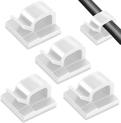 Fantasyon 50Pcs Cable Clips Self Adhesive White Durable Cable Organizer