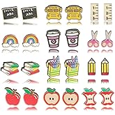 coadipress 16 Pairs Teacher Stud Earrings for Women Cute Wooden Pencil Crayon Ruler Apple Book Earrings for Teachers Earrings Back to School Appreciation Jewelry Gift