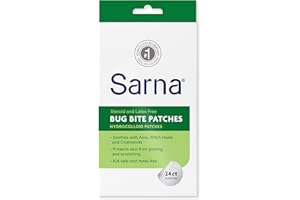 Sarna Bug Bite Patches - Peel & Stick Hydrocolloid Patches with Aloe, Witch Hazel & Chamomile - Kid-Safe, Vegan, Steroid-Free, Latex-Free, Single-Use Patches, TSA-Friendly, 24ct