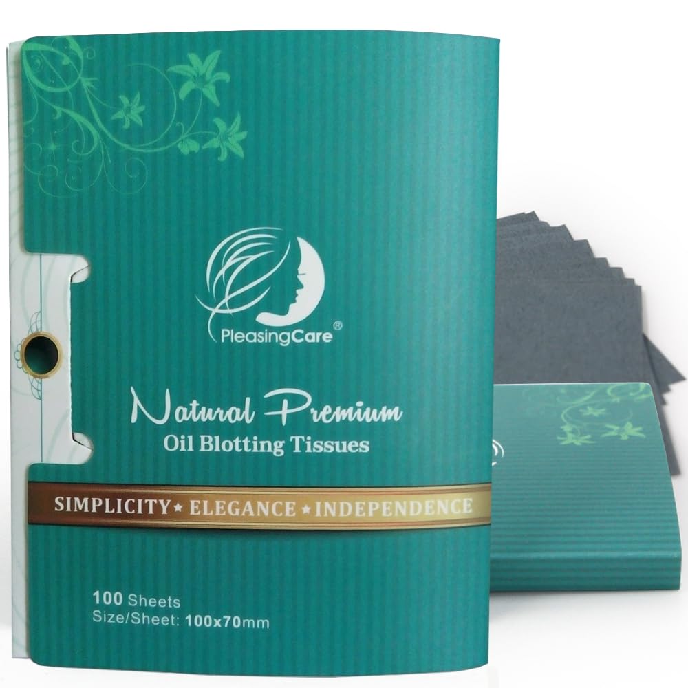 Natural Bamboo Charcoal Face Oil Blotting Paper Sheets - 200 Counts in 2 Pack, Easy Take Out Design - Premium Handy Facial Blotting Sheets - Oily Skin Care or Make Up Must Have!