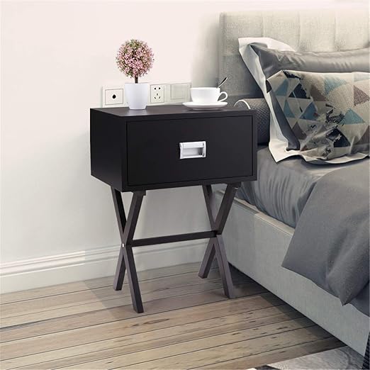 Amazon Com Sleek Bedside Table Nightstand Beam X Shaped Base End