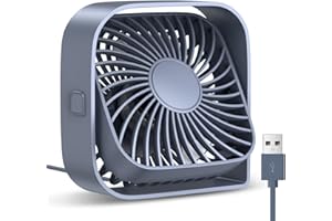 USB Desk Fan, 3 Speeds Strong Airflow, 5 Inch Portable 360° Rotate Quiet Cooling, Small Personal Table Fans for Home Office T