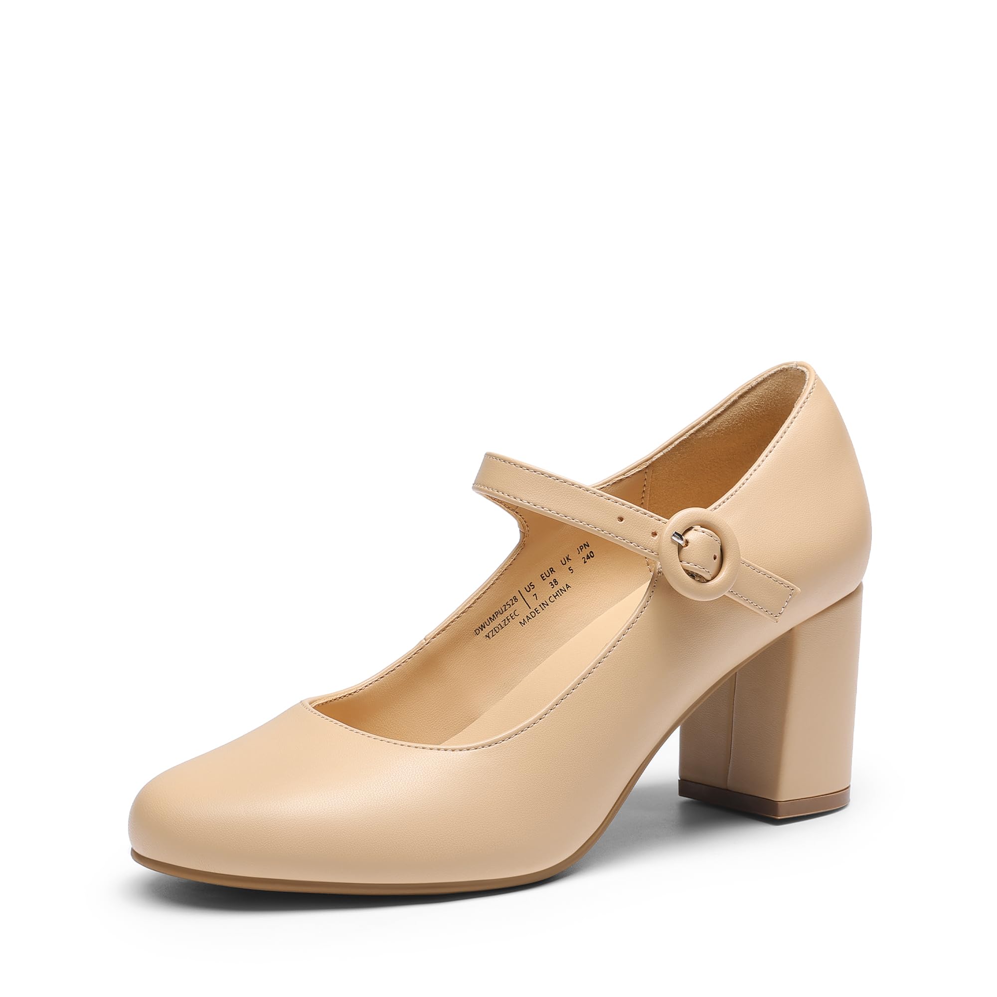 Photo 1 of DREAM PAIRS Womens Mary Jane Shoes Chunky Heel 2.76 Inch - Round Toe Vintage Office Work Pumps - Comfortable Low Block Heels Dress Shoes for Women,Size 7,Nude,DWUMPU2528