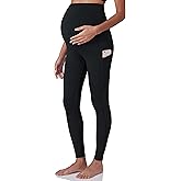 POSHDIVAH Women's Maternity Workout Leggings Over The Belly Pregnancy Yoga Pants with Pockets Soft Activewear Work Pants