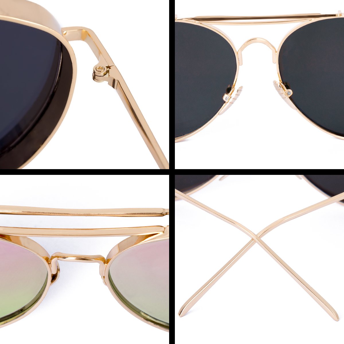 WISH CLUB Aviator Sunglasses for Women Men Round Polarized Fashion Unisex UV Retro Vintage Glasses(Pink)