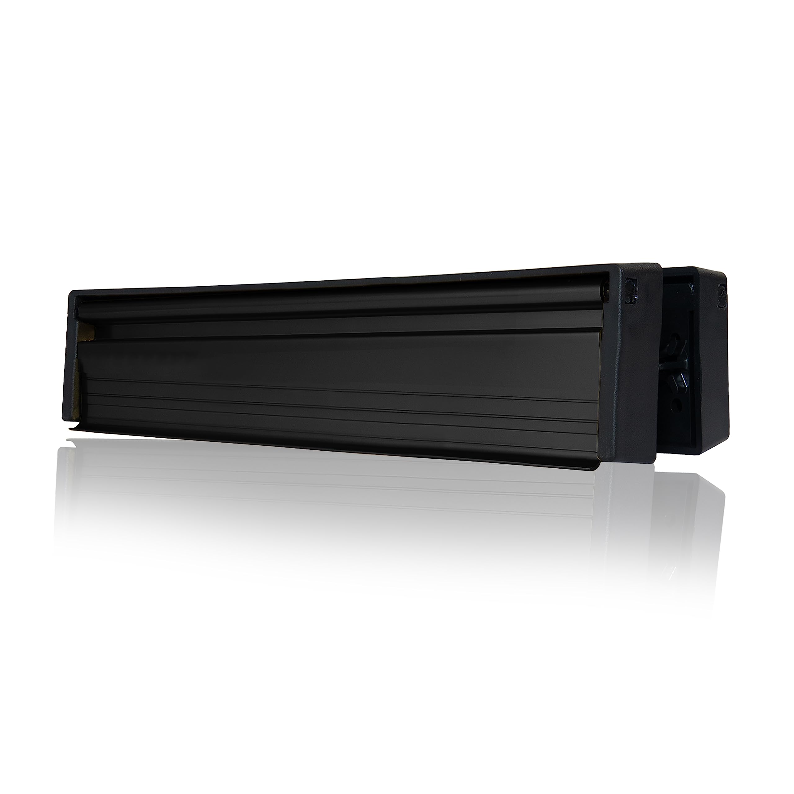 Xfort MailPlate Slimline 12" Letterplate Matt Black, Premium Draught Proof Postal Letterbox, Telescopic Sleeved Letter Box For Wooden, Composite And uPVC Midrail Doors With 40-80mm Door Thickness