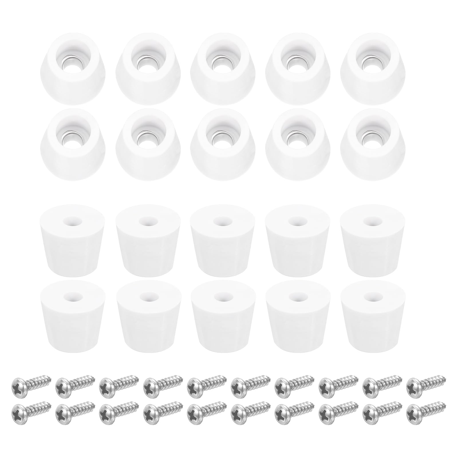 uxcell 20Pcs Rubber Bumper Feet, 12mm H x 16mm W Round Pads with Stainless Steel Washer and Screws for Furniture, Appliances, Electronics