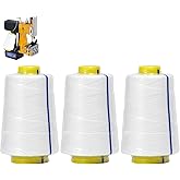 Heavy-Duty Polyester Sewing MachineThread (3-Pack)-6-Ply Industrial Thread610M/Spool for Rice Bags, Canvas, Carpet,Leather Composite Bags (Sewing Machine Not Included)