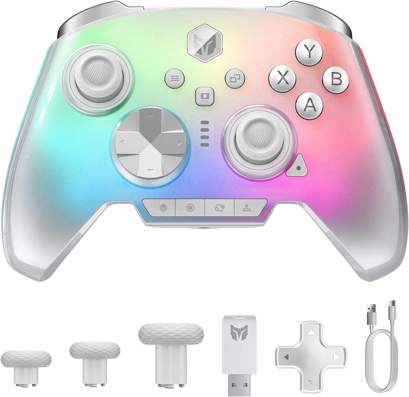 BIGBIG WON Rainbow 3 コントローラー 8Kレベル 静電容量式スティック 2000Hzポーリングレート 16個マイクロスイッチボタン ホール＆マイクロスイッチデュアルトリガ 着脱式十