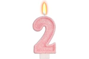 FAMGift Pink Birthday Candles - Number 2 Candle for 2nd Birthday Decorations for Girl, Two Sweet Ice Cream Party Decorations for Girls