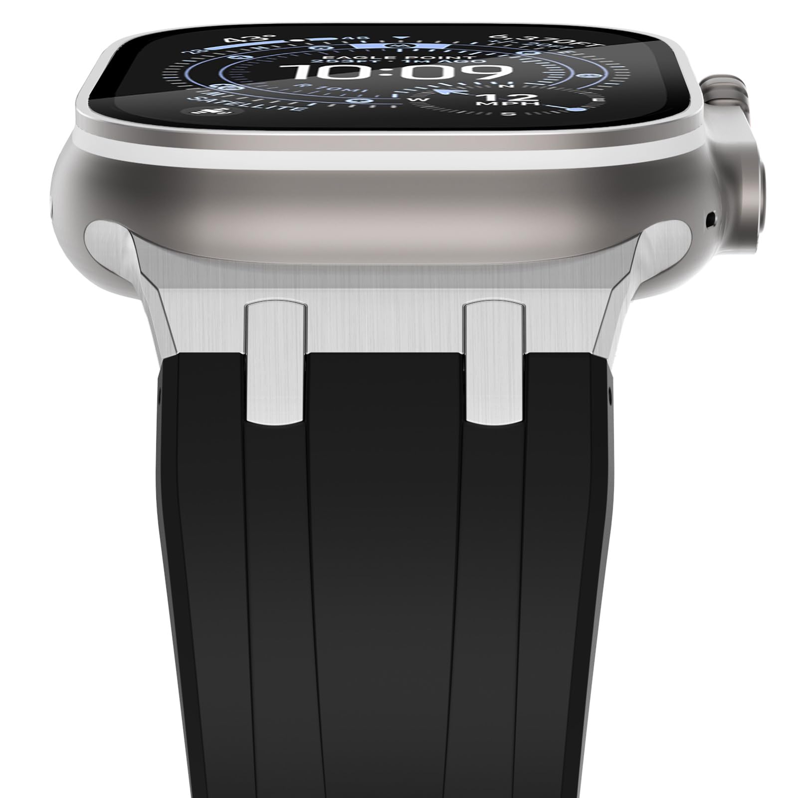 NewWays Silicone Strap Compatible with Apple Watch 42mm(Series 11/10) 41mm 40mm 38mm,Metal Connector Sport Straps Replacement Band for iWatch Series 11 10 9 8 7 6 SE 5 4 3 2 1,Black/Silver Connector