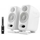IK Multimedia Premium Version iLoud Micro Monitor Pro White (Pair) 50 Watt Portable & Powerful Reference Studio Monitor, Class D High-Efficiency Amplifier, Custom-Made Drivers for Music Mixing