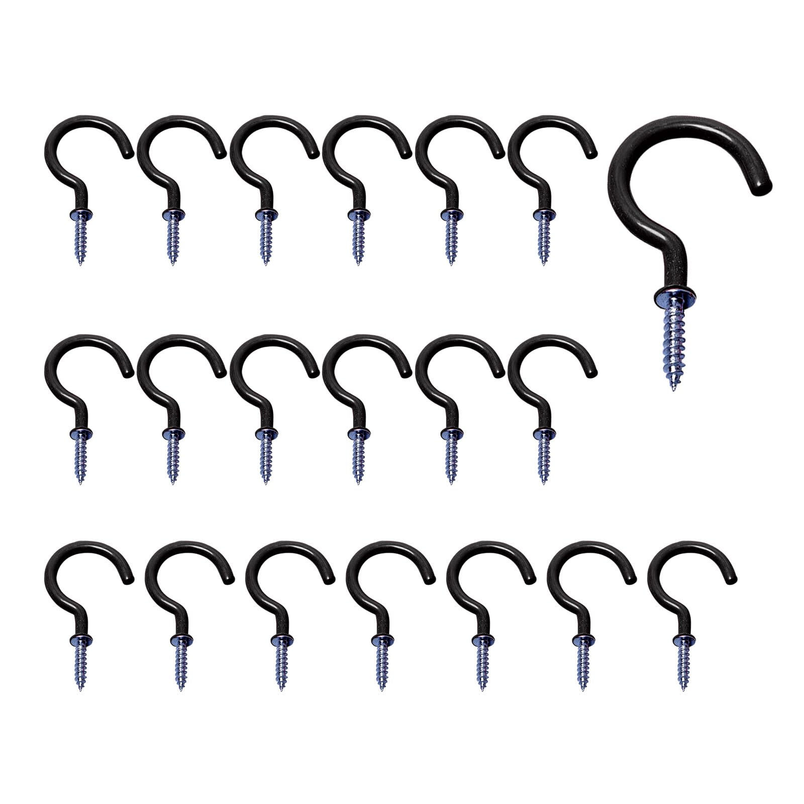 Vokenforu Screw-in Hooks, 1-1/4" Small Metal Cup Hooks for Hanging Plants, Outdoor or Indoor Use as Ceiling Hook, Strong Screw Hooks for Wood Home Organization, Black 20 Pcs