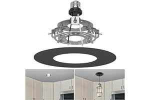 YIIZON 5" and 6" Recessed Can Light Conversion Kit, Fixture Upgrade, Pendant & Hanging Light, Ceiling Fan Compatible, 7¾ Inch Flat Steel Ceiling Medallion, Black Finish